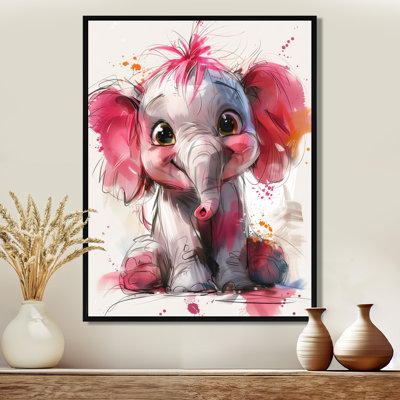 Pépinière de bébé éléphant caricature I - décoration murale éléphant