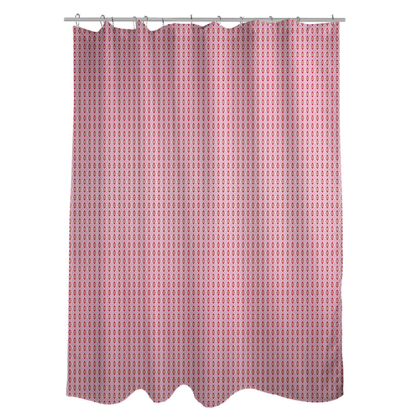 Geometric Shower Curtain, Pink/Red, No