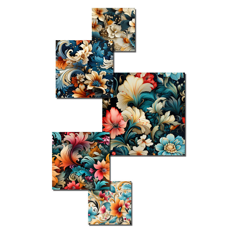 Vernita - Ensemble de 5 décorations murales florales