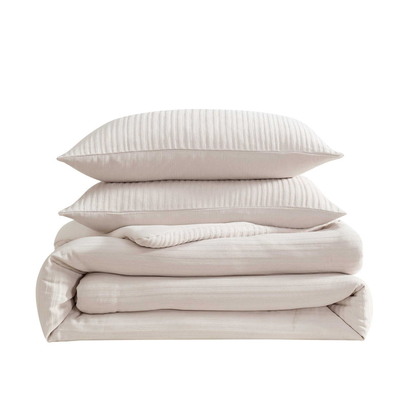 Ensemble d'édredon réversible beige Vera Wang Chenille, Édredon pour très grand lit + 2 taies décorativ