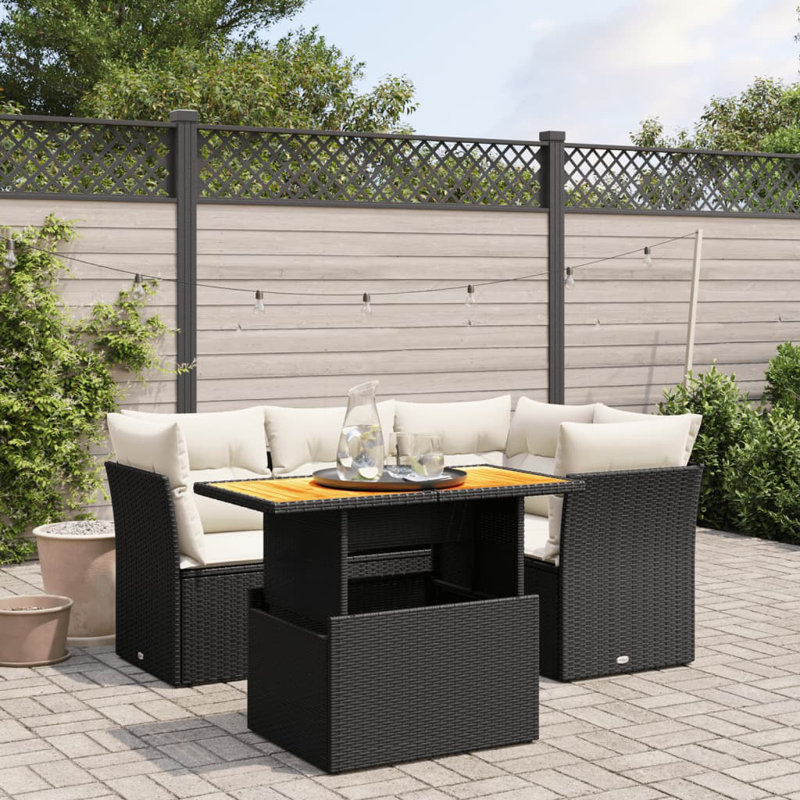  Garden Sofa Set Black, Cream White