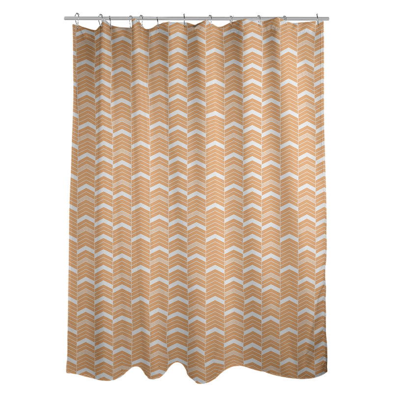 Rideau de douche simple à chevrons, Orange / blanc
