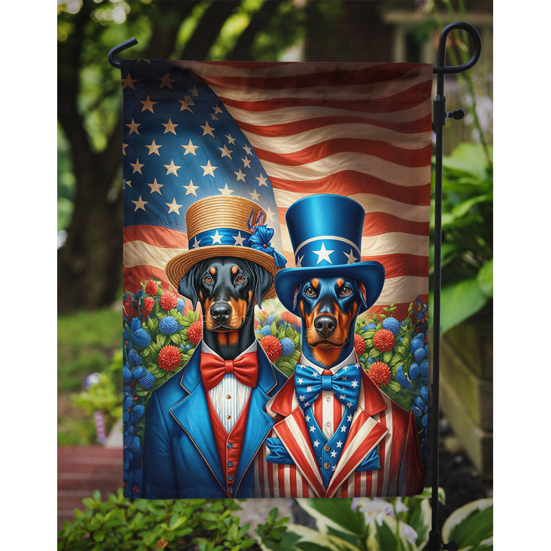 Drapeau All American Garden, Doberman pinscher bleu