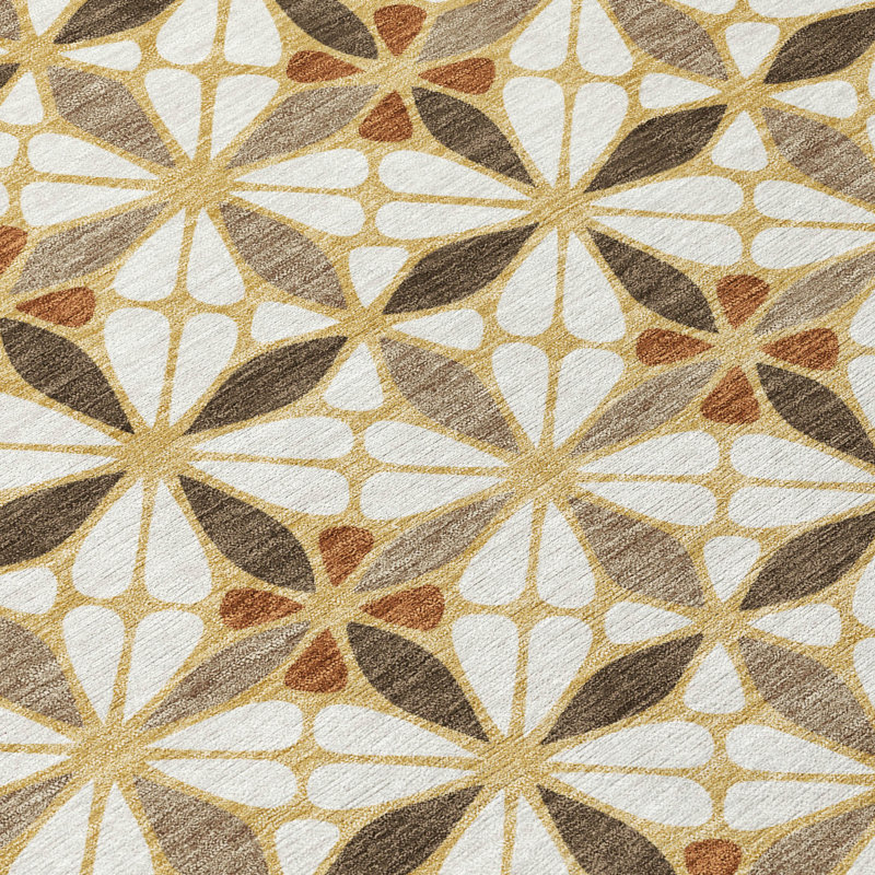 Machine Washable Indoor/Outdoor Chantille ACN2469 Geometric Rug, Gold, 2'6" x 3'10"