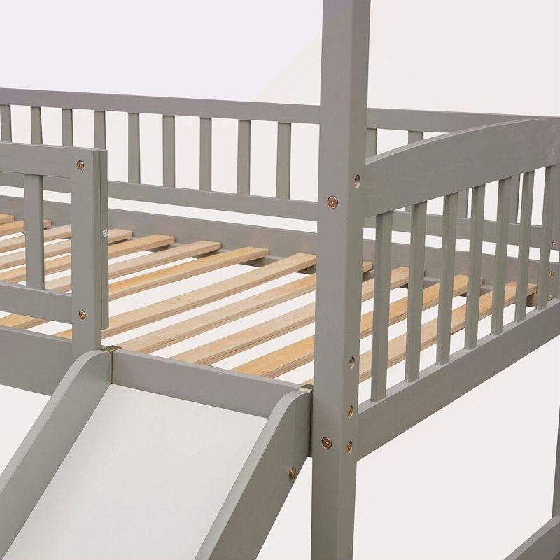 Lit mezzanine avec glissade Kitzie, Gris