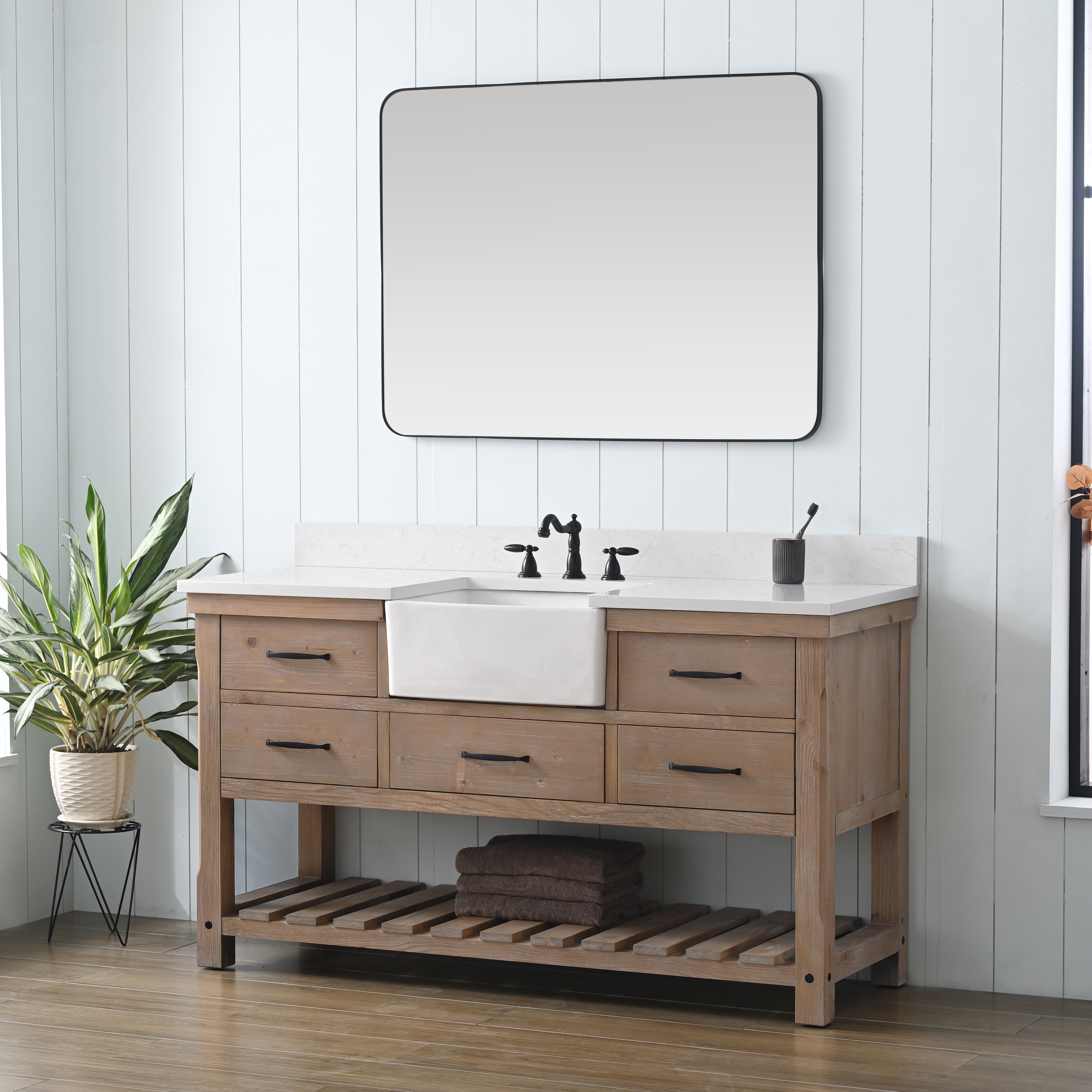 Element Black and Brass 36 Single Vanity with Integrated Top