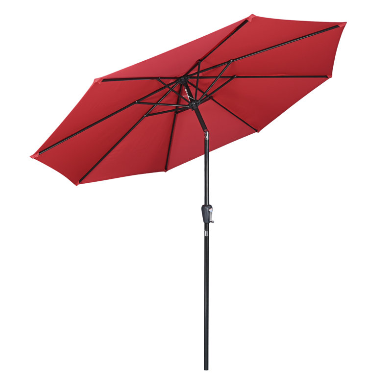 Arlmont & Co. 9 pi UV50 + parasol de table d'extérieur à manivelle inclinable avec parasol et terrasse au bord de la piscine