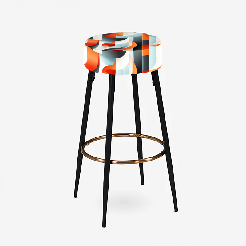 Ensemble de 2 tabourets de bar Futuristic Stripe and Sphere Symphony