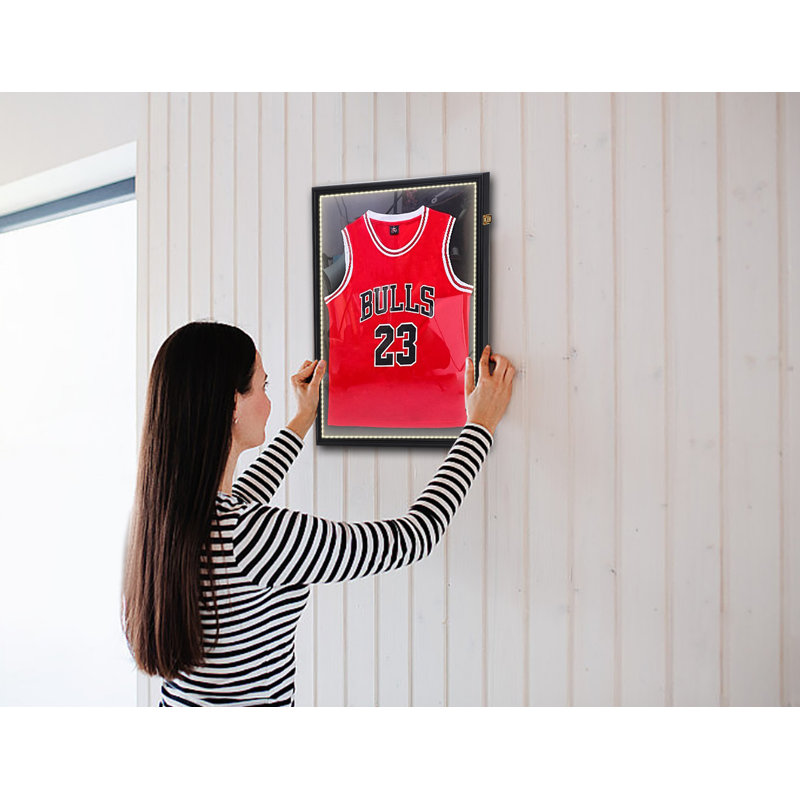LED Sports Jersey Display Case with UV Protection & Pinboard, Acrylic Frame for Memorabilia (4 Pack)