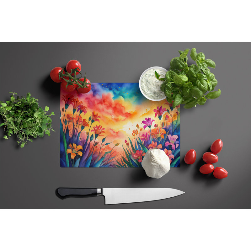 Alstroemerias in Colour Glass Cutting Board Large