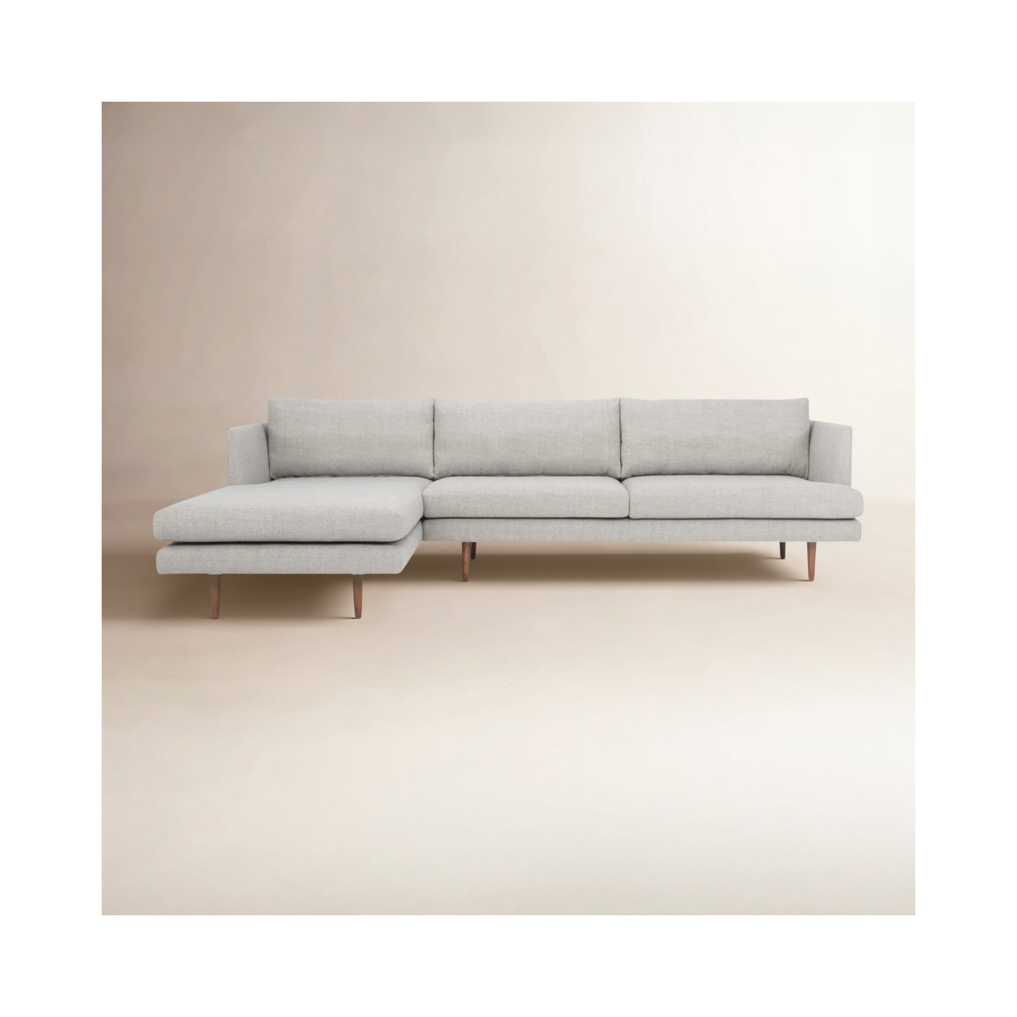 Miller 2 - Piece Upholstered Chaise Sectional, Left Hand Facing, Light Gray Polyester Blend