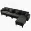 Canapé-lit modulaire convertible en forme de L à 4 places avec accoudoirs en forme de coquille distinctive, repose-pieds amovible et pieds cylindriques pour des espaces de vie polyvalents-105142323