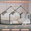 Structure de lit double sur le toit en fer noir avec quatre lumières DEL de couleur, longueur de 78,5 po, largeur de 55,9 po, hauteur de 58,4 po, limite de poids de 350 lb, conception sécuritaire pour 58,4 po de couleur, charge, assemblage rapide-1292809931-1292809932