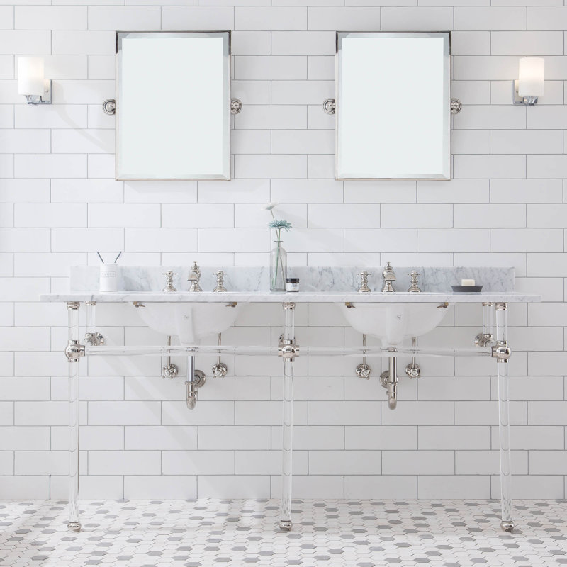 Empire Stone Oval Console Bathroom Sink with Faucet and Overflow, Chrome