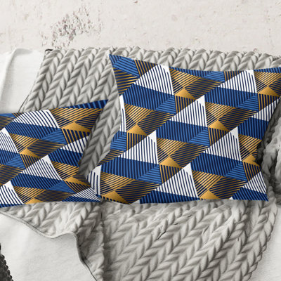 Coussin décoratif rétro de luxe en or et bleu - Mid-Century Modern
