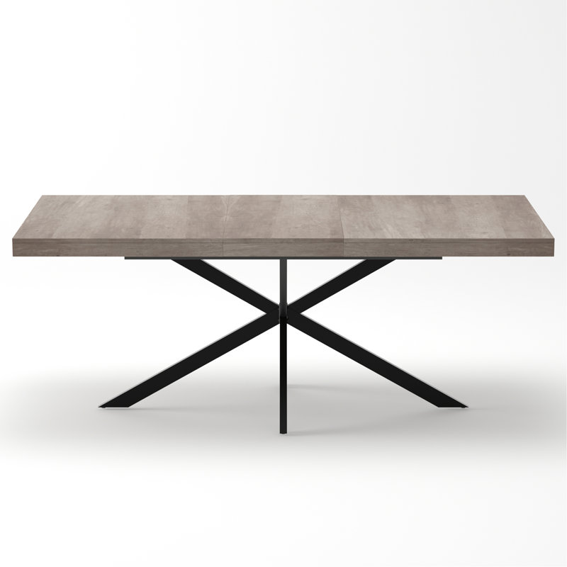55.11"-70.86"Retro Rectangular Stretch Dining Table, Grey Carole Top With Same Color Embossed Center Plate,With Storage Box,Suitable For Dining Rooms, Kitchens, And Living Rooms,Grey