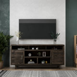 Hampden 76 Inch TV Stand Console for TVs up to 90 inches, No Assembly, Charcoal-Brown Finish