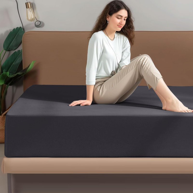 My Home Store Gylfi 300 Thread Count Egyptian-Quality Cotton Percale Fitted Sheet, Single (3'), Charcoal