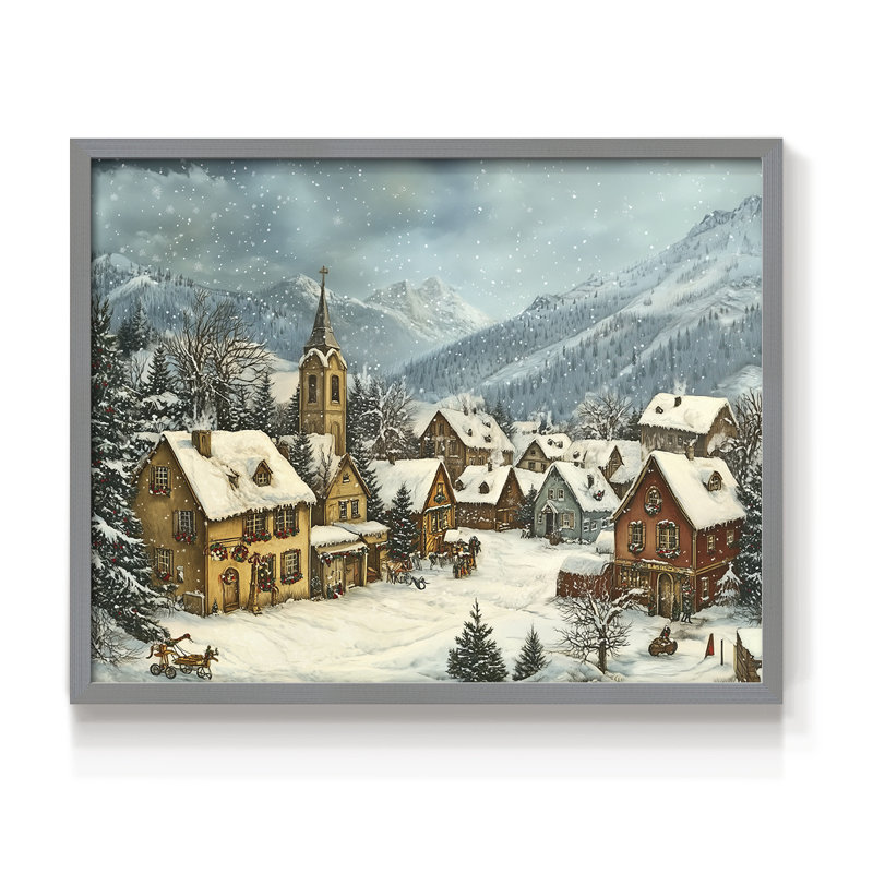 Chirstmas Art-CCLXXXIV -Framed Print - Restickable, H 16 po x l 20 po, Gris