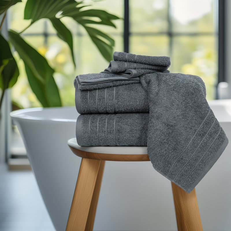 100% Cotton Midweight Mulit-Size Set, Dark Grey