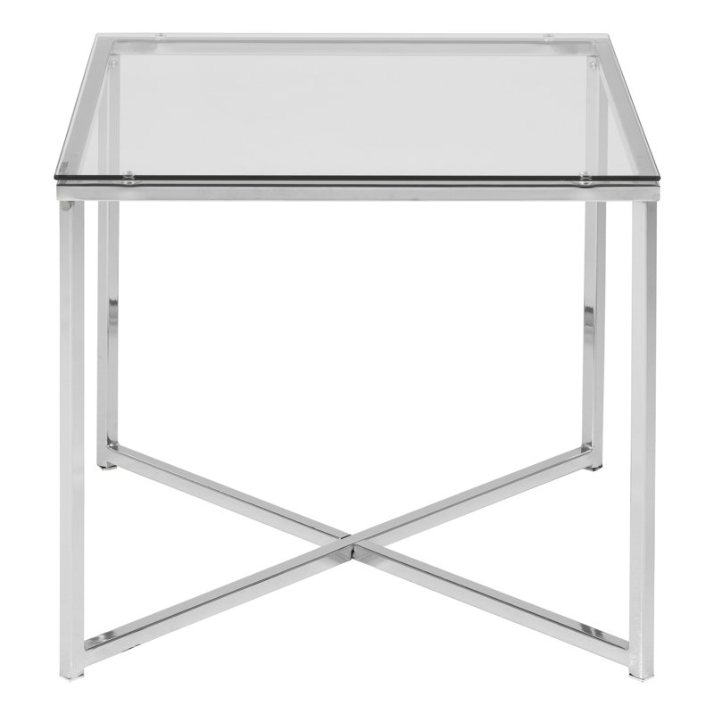 Alia Cross Legs End Table, Chrome, Clear