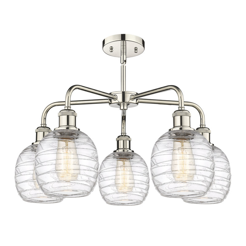 Lustre sphérique à 5 lumières Alve, Nickel poli