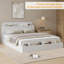 Structure de lit en bois avec tête et pied de lit avec rangement, lit plateforme à profil bas avec lattes de bois, aucun sommier requis-2009373116-2009373114