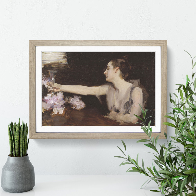 Madame Gautreau Drinking by John Singer Sargent - Picture Frame Painting, Oak Framed, 48cm H x 65cm W x 2cm D