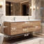 Paza 72 po L x 19 po P 4 portes et 2 tiroirs Meuble-lavabo mural avec évier double et Comptoir en Polymarbre blanc-1281605882