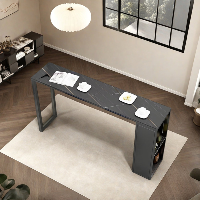 Table de bar moderne et simple, Noir, H 41,3 po x L 78,7 po x l 15,7 po