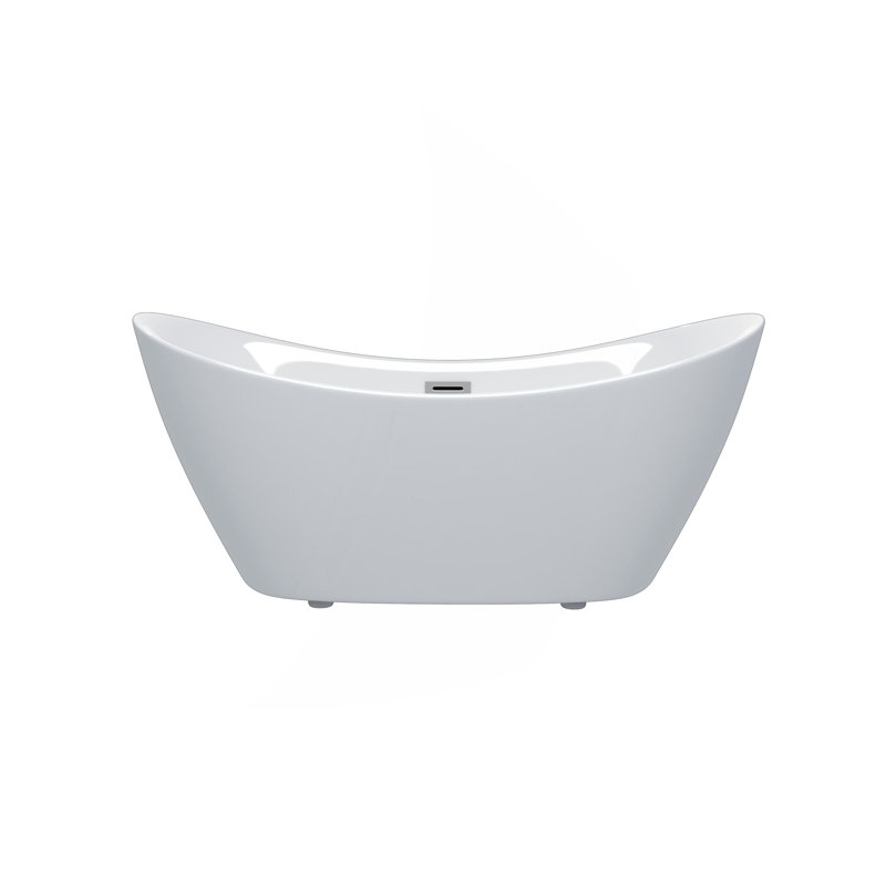 59 "Acrylic Freestanding Tub, Gloss White,  With Chrome Overflow And Pop-Up Drain, CUPC Certified