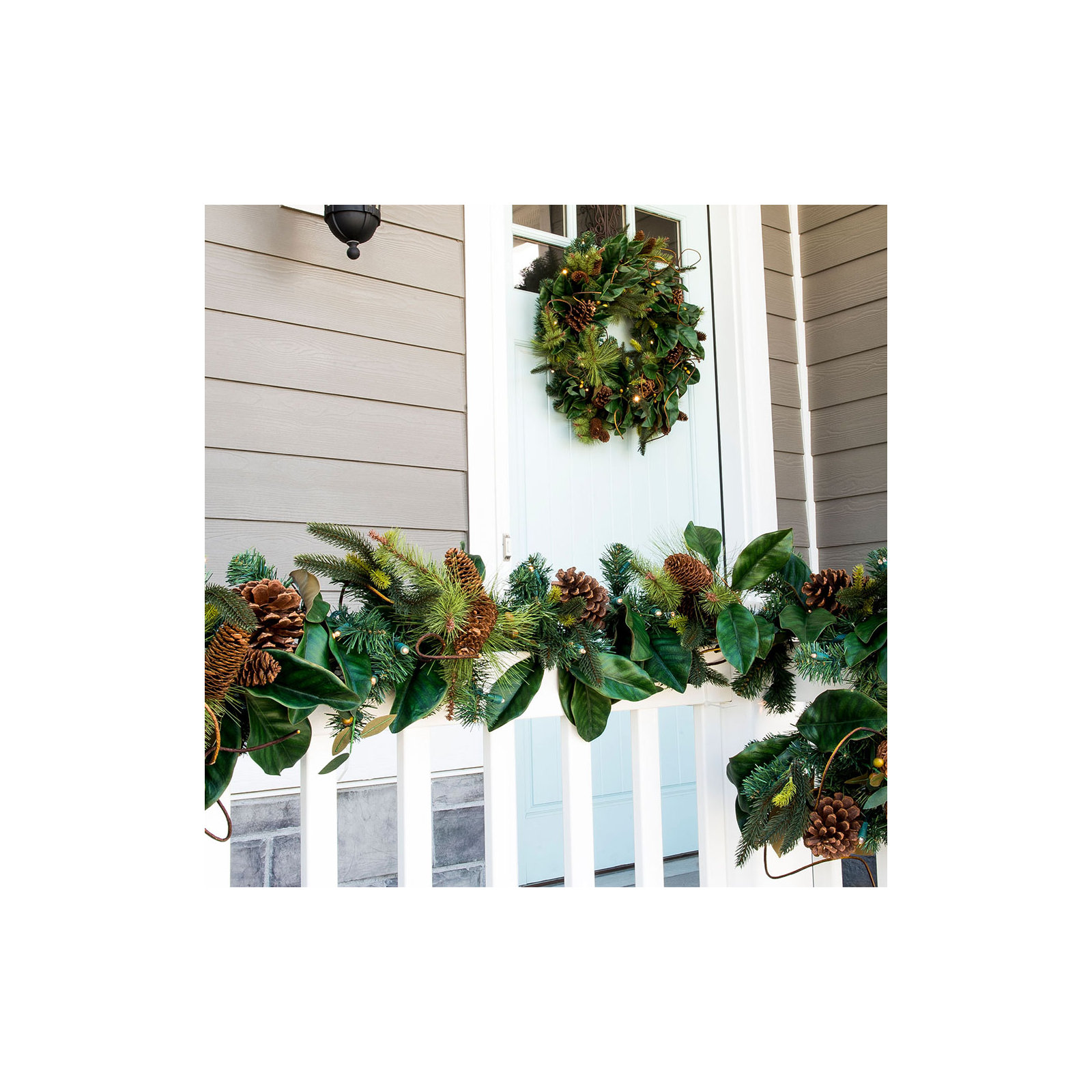 9 ft. Artificial Garland with Lights - Magnolia Leaf