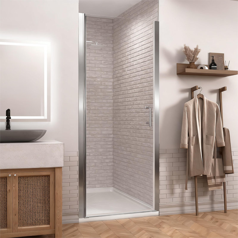36 To 37-1/4 In. W X 72 In. H Pivot Swing Frameless Shower Door With Clear Glass, Chrome