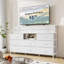 Commode pour chambre à coucher avec 14 tiroirs, commode l 55 po avec poche latérale, commodes avec tablettes, commode de chambre avec structure en métal et tablettes ouvertes pour la chambre à coucher, le salon et la chambre à coucher-207231473