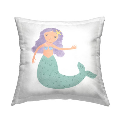 Hair Mermaid Decorative Printed Throw Pillow Design by Carrie Cantwell