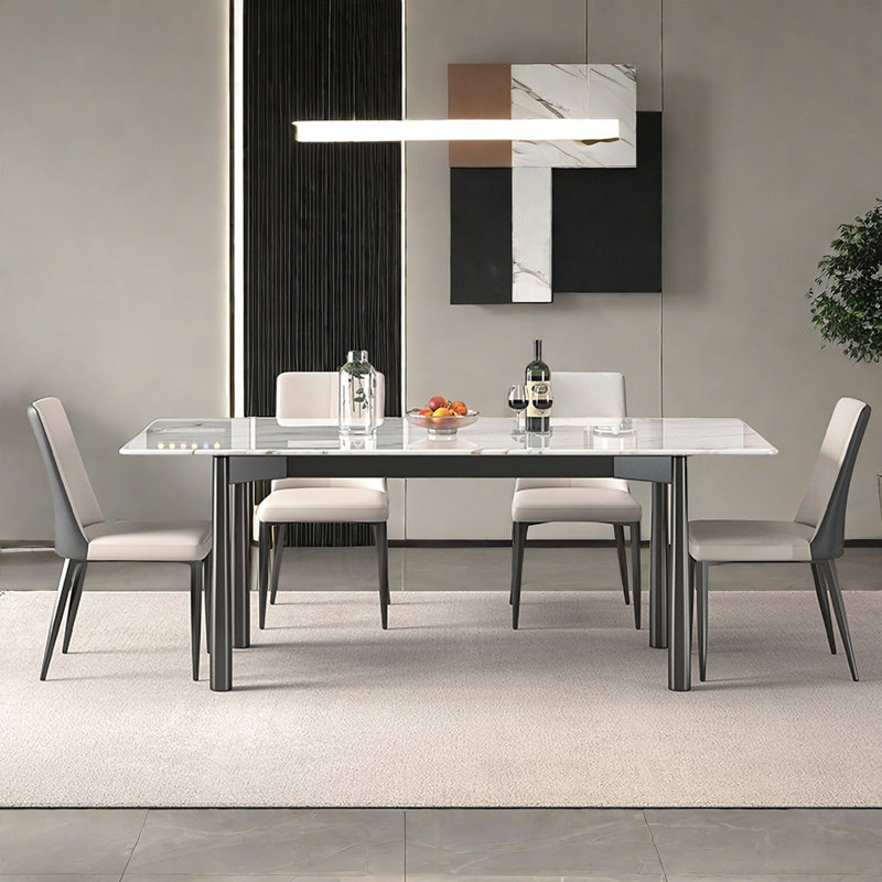 Light Microlite Rectangular Dining Table Sets, 5, 29.5"H x 55"L x 31.5"W
