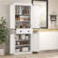 Armoire de cuisine 72,5 ", armoire de rangement autoportante traditionnelle avec 4 portes, tiroir et 3 tablettes réglables pour la salle à manger, grain de bois blanc