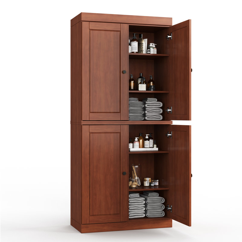 100% Solid Wood Tall Bathroom Linen Cabinet with Doors, Adjustable Shelves, Modular Bathroom & Laundry Storage Cabinet, 32" W x 71.5" H