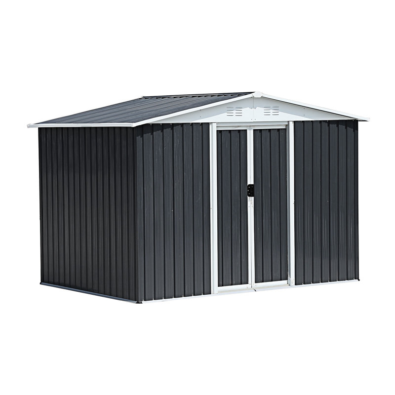 Abri de jardin avec porte coulissante, Gris