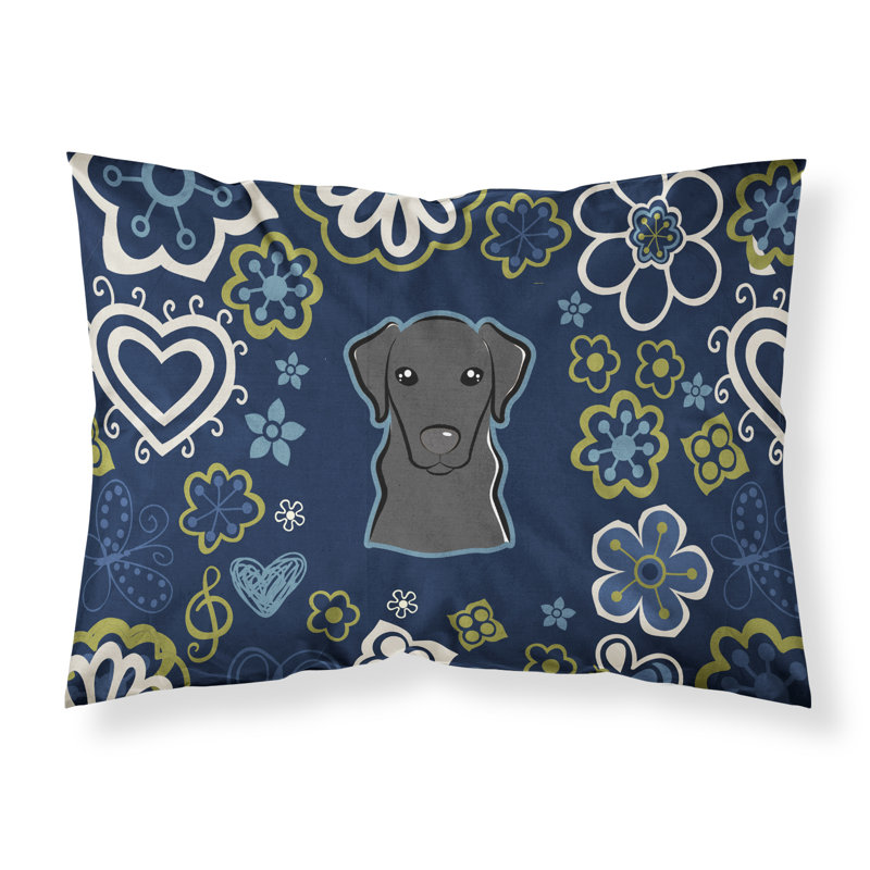 Taie d’oreiller floral, Labrador noir