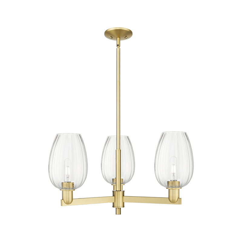 Hailsham - Lustre suspendu 3 lumières, Or satiné, Clair, Trois lumières