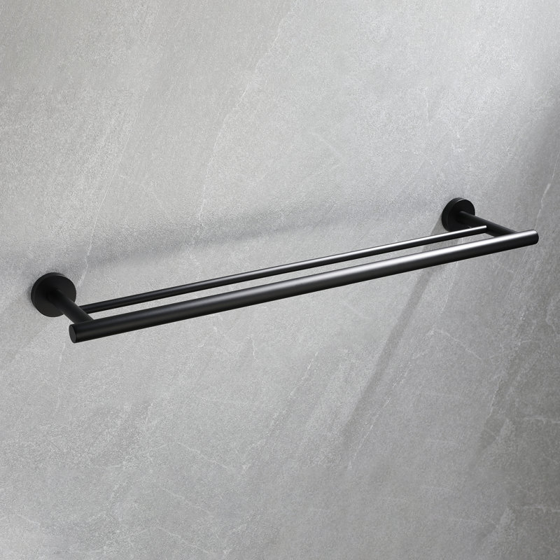 Porte-serviettes de salle de bain 5 pièces - Support mural en aluminium noir mat, résistant à la corrosion pour différentes zones
