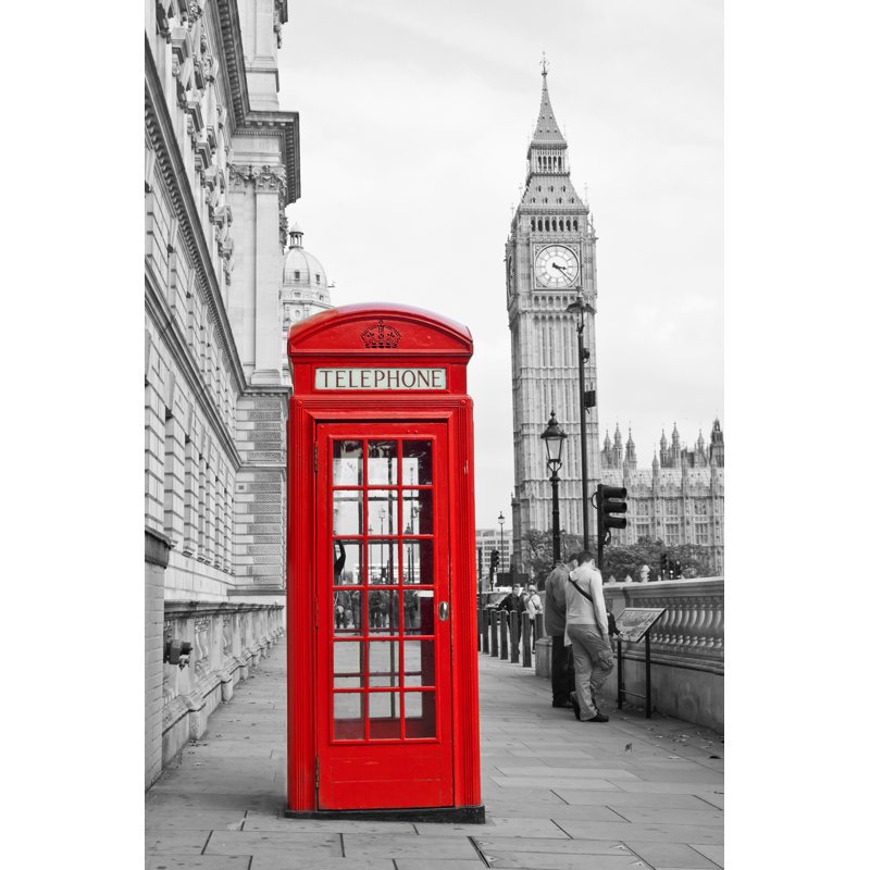 Red Telephone Booth by Pawel_p - Wrapped Canvas Print, 46cm H x 30cm W