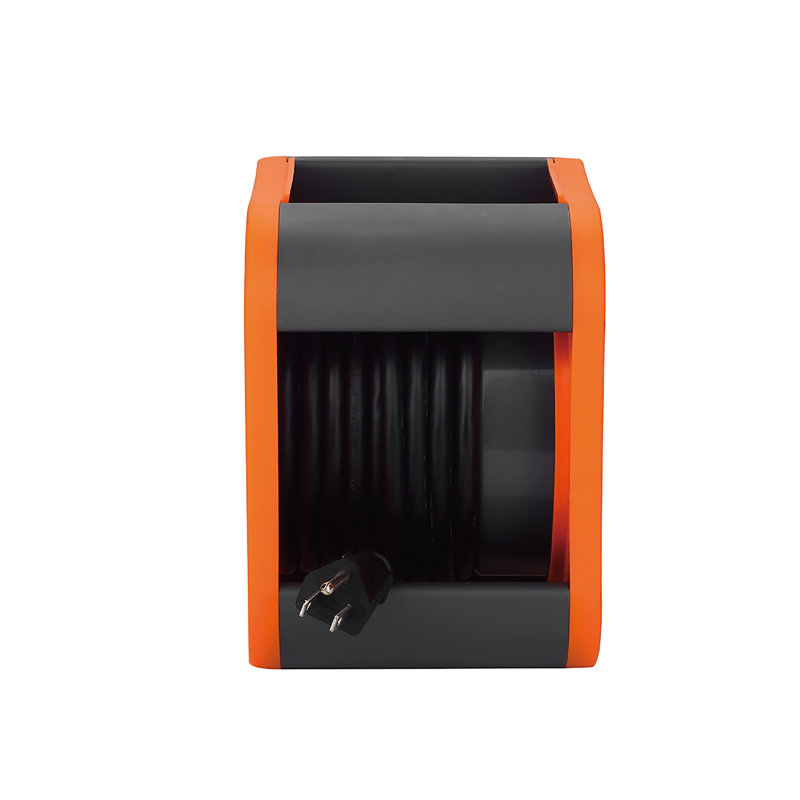 25 ft Black and Orange Extension Cord Reel with USB Ports