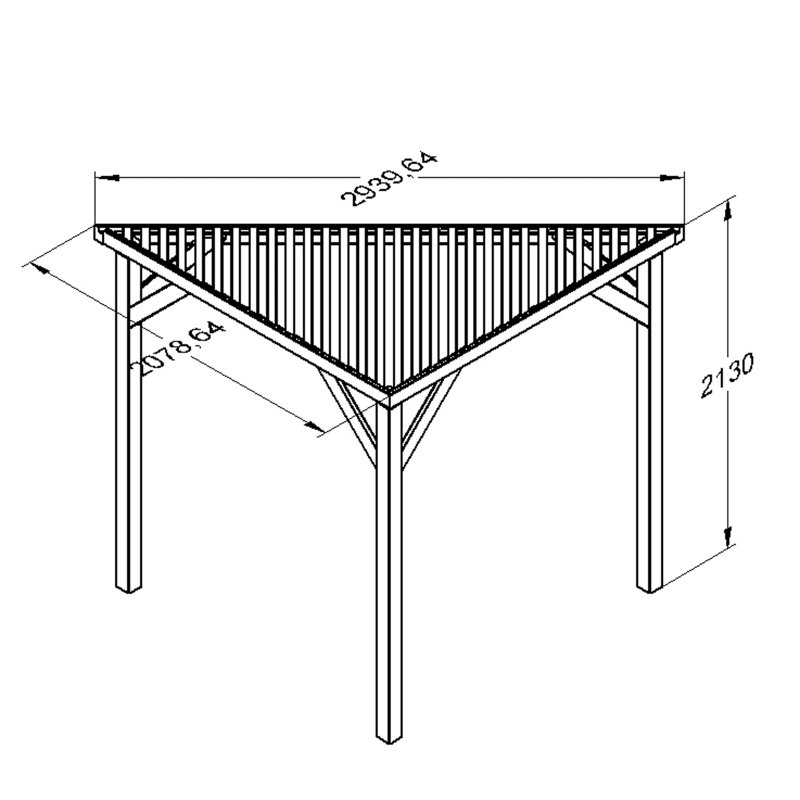 2.13m x 2.94m Solid Wood Pergola