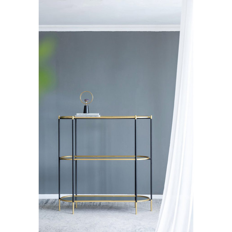 Console en métal à miroir à 3 niveaux 48,5 x 16,5 x 50 po