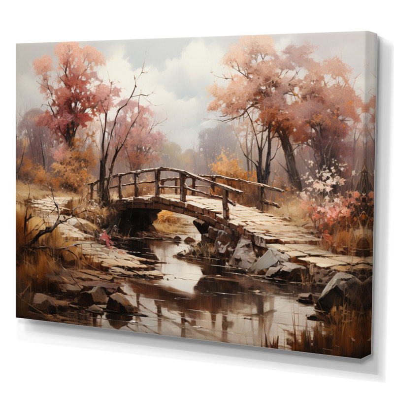 «Brown Bridge Rustic Charm An», art mural sur toile, H 24 po x l 32 po x P 1 po, Toile tendue