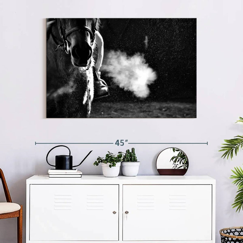 Mehar Horseback Riding BW, 26" H x 39" W