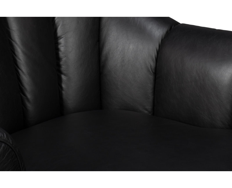 Scoth Swivel Armchair, Black Genuine Leather