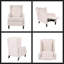 Fauteuil inclinable Mid-Century moderne en tissu beige avec design à oreilles et rivets-792685910
